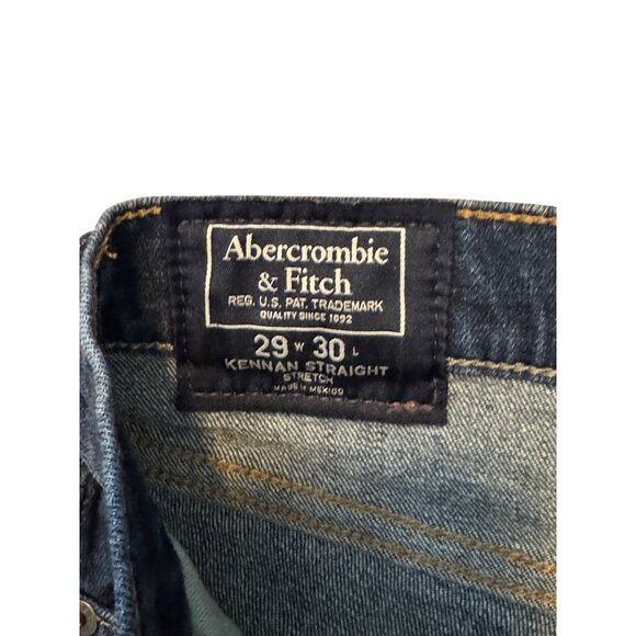 Abercrombie & Fitch Mens Kennan Straight Stretch Jeans 29W 30L Dark Wash Denim - Picture 3 of 4